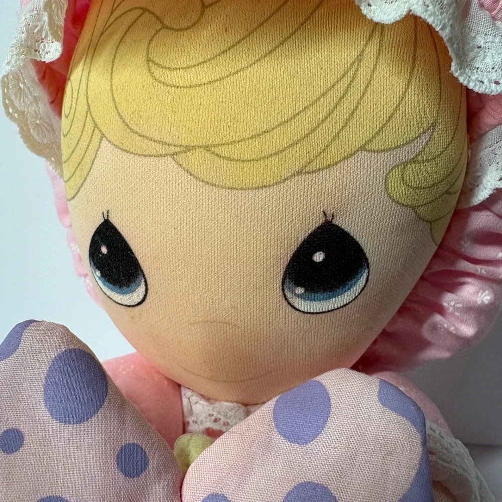 Working Precious Moments Applause Musical Plush Doll Girl Pink Bonnet Butterfly